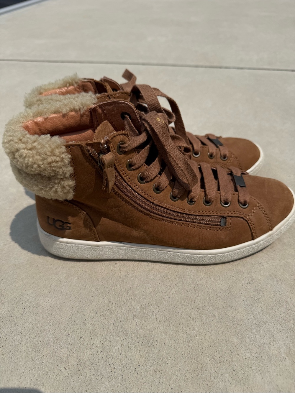UGG Brown Shearling-Lined High Top Sneakers